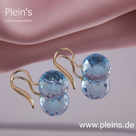 Funkelnde Blatopas Ohrringe facettiert Himmelblau